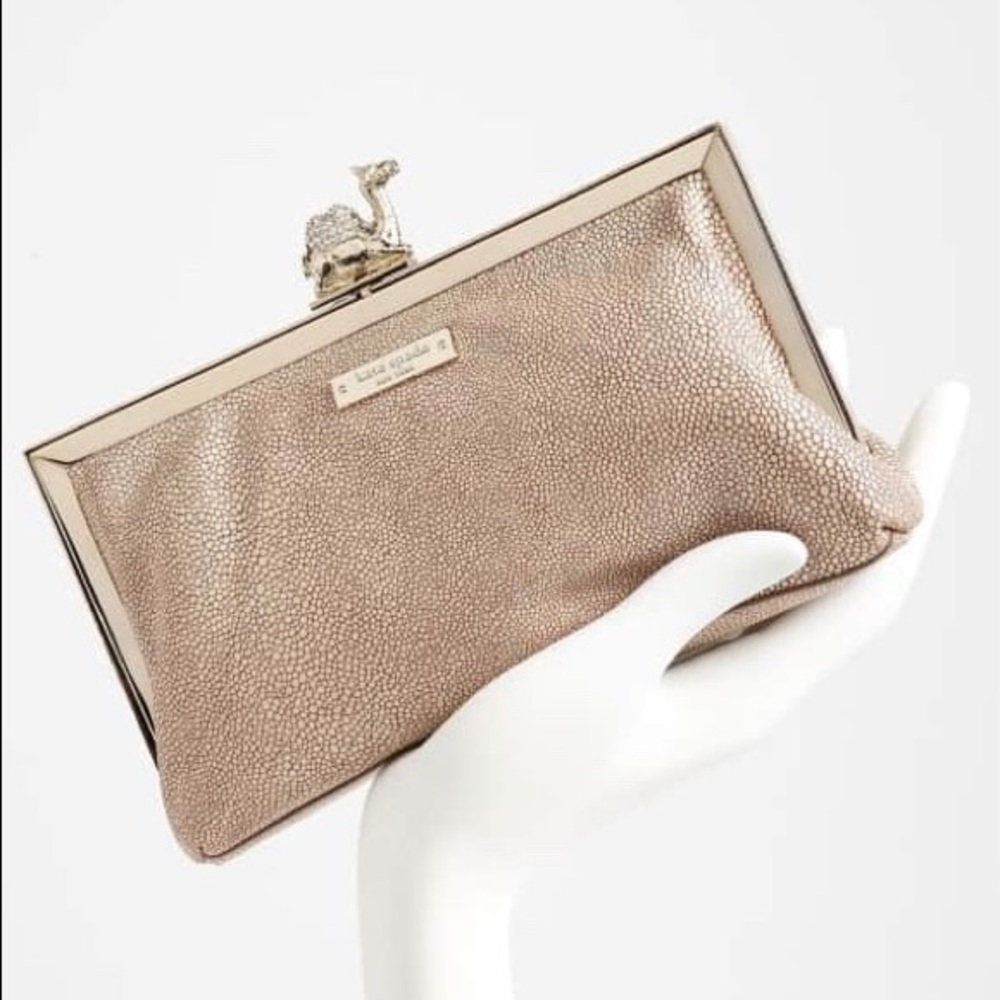 Like New Kate Spade Leather Camel Pavé Clutch